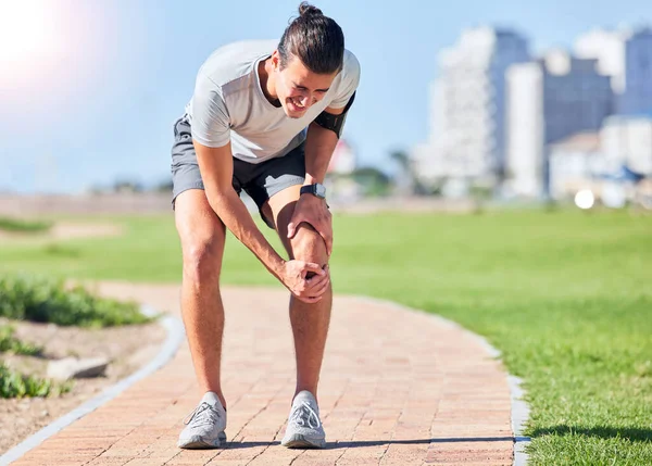 Knee Pain Fitness Running Man Medical Injury Training Burnout Sports — Stockfoto