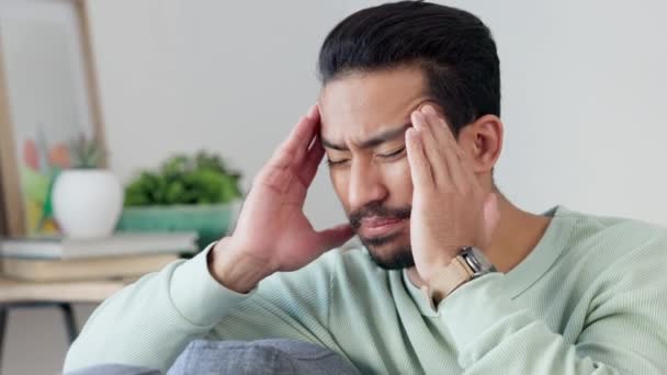 Стресс Беспокойство Тревога Человека Головной Болью Горем Проблемой Боли Уставший — стоковое видео