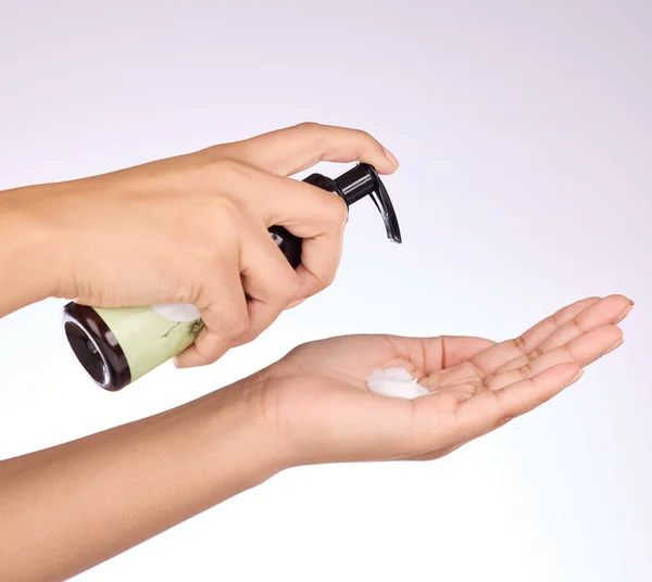 Hands Cream Bottle Skincare Beauty Woman Palm Healthy Skin Cosmetics — Stock Photo, Image