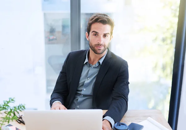 Dedicated Job Handsome Young Businessman Office — Stockfoto