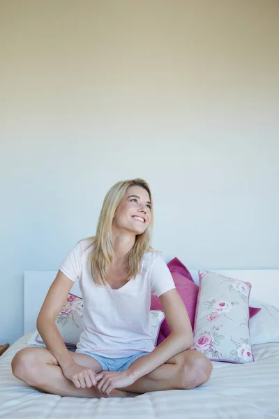 stock image Today, I can do whatever I want. a young woman relaxing at home