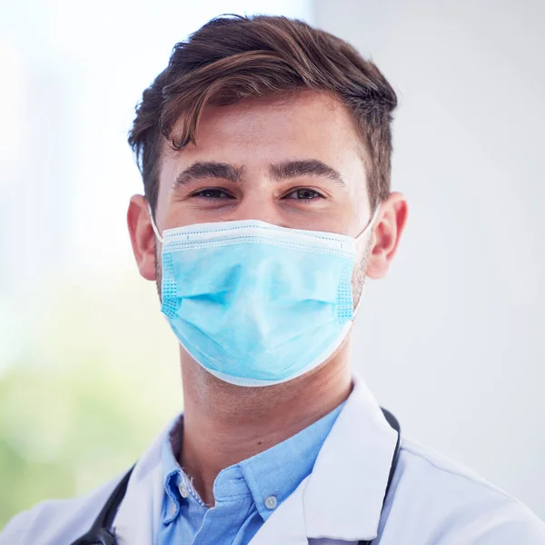 Covid Portret Lekarz Szpital Dla Opieki Zdrowotnej Innowacji Przełomu Medycznego — Zdjęcie stockowe