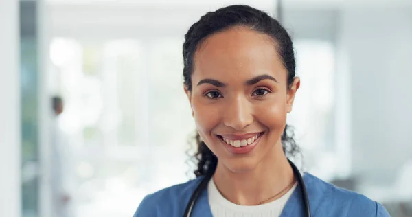 African American Women, face and doctor smile for healthcare, vision or career ambition and advice at the hospital. Portrait of happy and confident Japanese medical expert smiling, phd or medicare at.