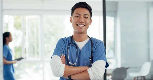 Азіатський Чоловік Обличчя Лікар Посміхаються Охорони Здоров Бачення Або Кар — стокове фото
