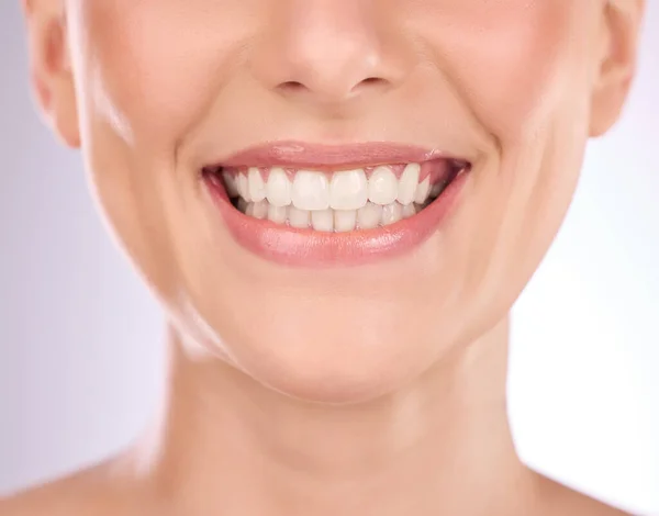 Teeth Dental Oral Hygiene Model Woman Studio Gray Background Tooth — Stock Photo, Image