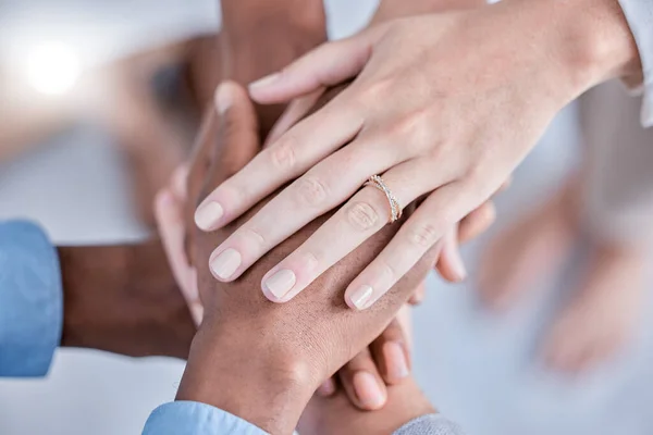 Ділові Люди Різноманітність Руки Разом Вище Довірі Партнерстві Або Співпраці — стокове фото