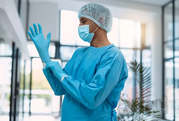 Chirurg Lekarz Rękawiczkami Chirurgia Maską Twarzy Zdrowia Człowiek Ppe Dla — Zdjęcie stockowe