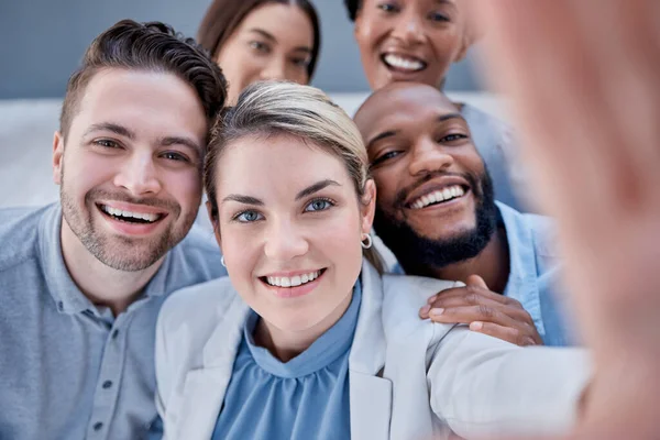 Negocios Personas Retrato Selfie Feliz Trabajo Equipo Motivación Éxito Los —  Fotos de Stock