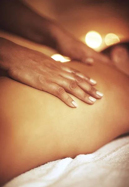 Doesnt Get Anymore Relaxing Woman Enjoying Back Massage Spa — Photo
