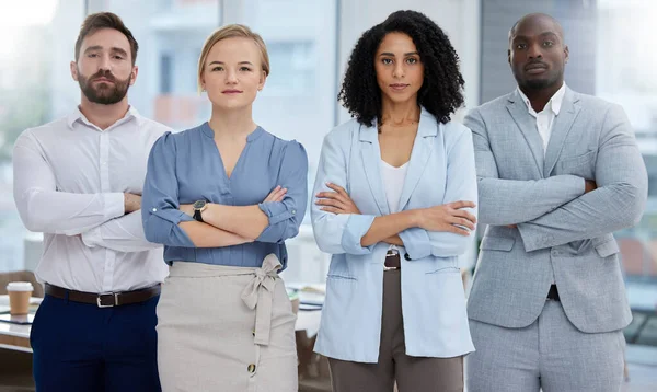 stock image Diversity team, management and corporate portrait of business people in office for teamwork success. Serious men and women in leadership for company growth, development and mission with solidarity.