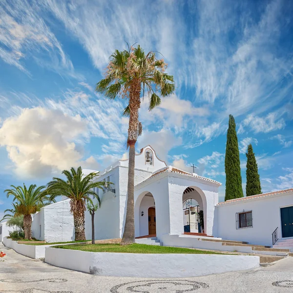 stock image Frigiliana - the beautiful old city of Andalusia. Modern Church in the old city of Frigiliana, Andalusia, Spain