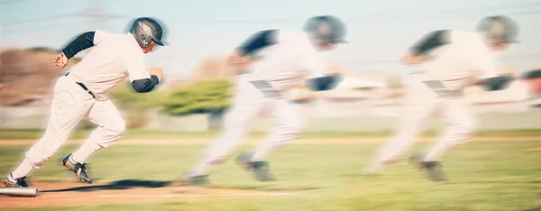 Corsa Sport Baseball Con Uomo Sul Campo Fitness Allenamento Velocità — Foto Stock