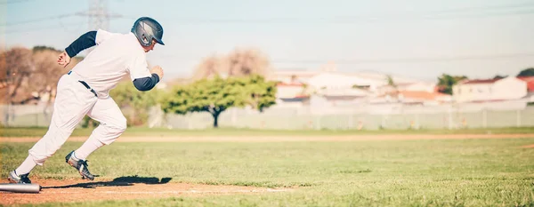 Бейсбол Спорт Фітнес Швидкий Біг Спортивного Гравця Працює Відкритому Повітрі — стокове фото