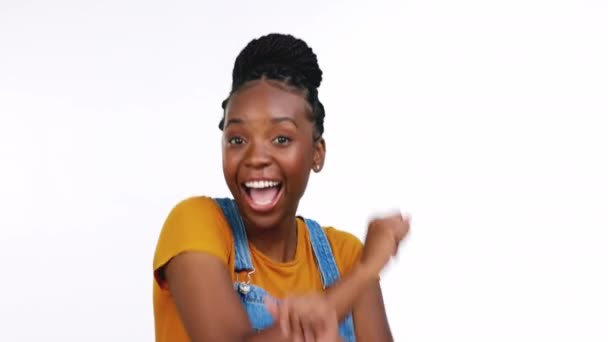Face Dança Mulher Negra Com Energia Liberdade Felicidade Com Menina — Vídeo de Stock