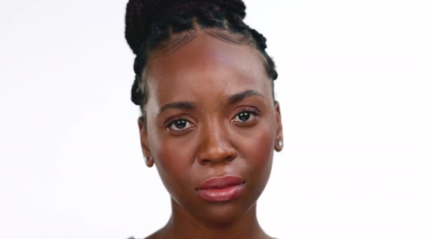 Femme Noire Visage Pleurs Avec Santé Mentale Déprimé Isolé Sur — Video