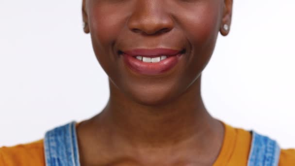 Mulher Negra Dentes Sorriso Para Cuidados Dentários Clareamento Cuidados Saúde — Vídeo de Stock