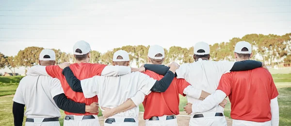 Retour Travail Équipe Solidarité Avec Groupe Baseball Personnes Debout Plein — Photo