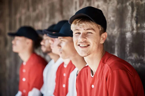 Jucător Baseball Echipă Zâmbet Portret Sport Club Profesionist Tineri Sportivi — Fotografie, imagine de stoc