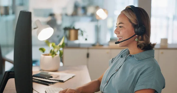 Crm Customer Service Woman Wave Video Call Telemarketing Support Communication — Foto de Stock