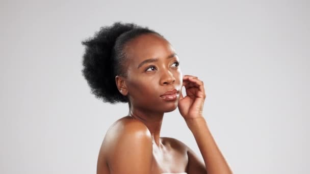 Mulher Negra Rosto Pele Cuidados Com Pele Beleza Cosméticos Naturais — Vídeo de Stock