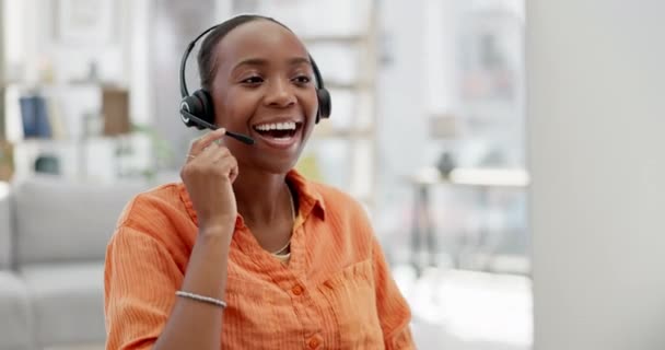Trabalho Remoto Comunicação Mulher Negra Call Center Telemarketing Atendimento Cliente — Vídeo de Stock