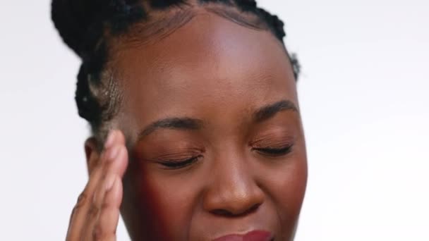 Gros Plan Maux Tête Femme Noire Avec Stress Épuisement Professionnel — Video