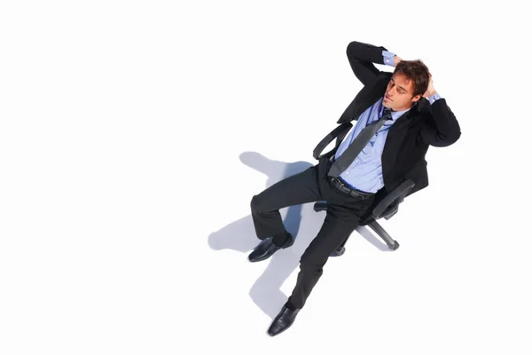 Vista Superior Homem Negócios Relaxado Sentado Uma Cadeira Vista Superior — Fotografia de Stock