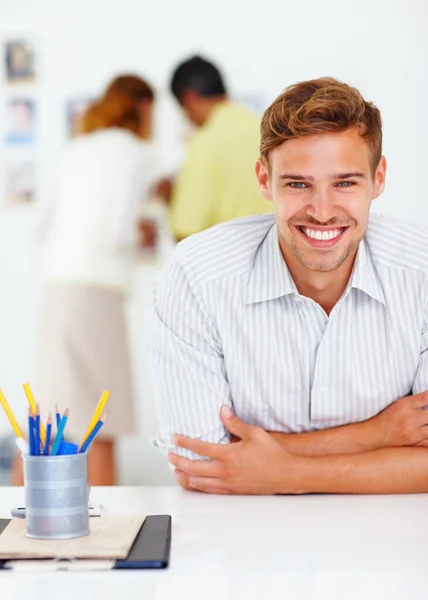 Handsome Smiling Business Man Portrait Handsome Business Man Smiling People — Stock Photo, Image