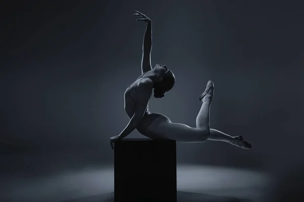 Balet Taniec Balerina Kobieca Sztuce Spektaklu Teatralnego Lub Scenicznego Ciemnym — Zdjęcie stockowe
