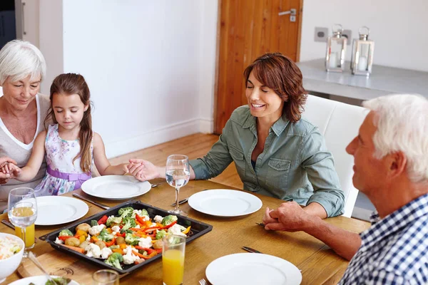 Bless Food Family Multi Generational Family Having Meal Together — Stock Photo, Image