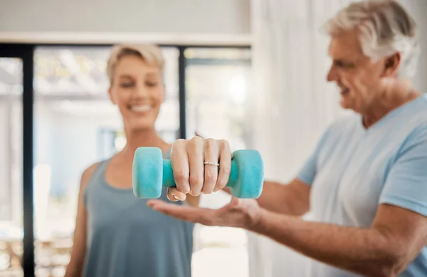 Senioren Paar Und Training Hause Für Gesundheit Motivation Und Fitness — Stockfoto