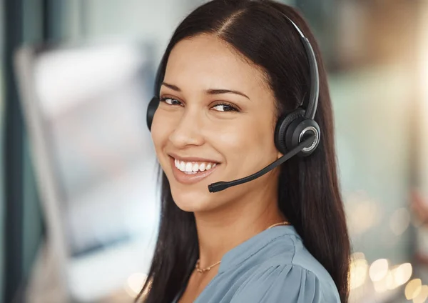 Customer Service Corporate Portrait Woman Telemarketing Business Working Office Professional — Stock Photo, Image