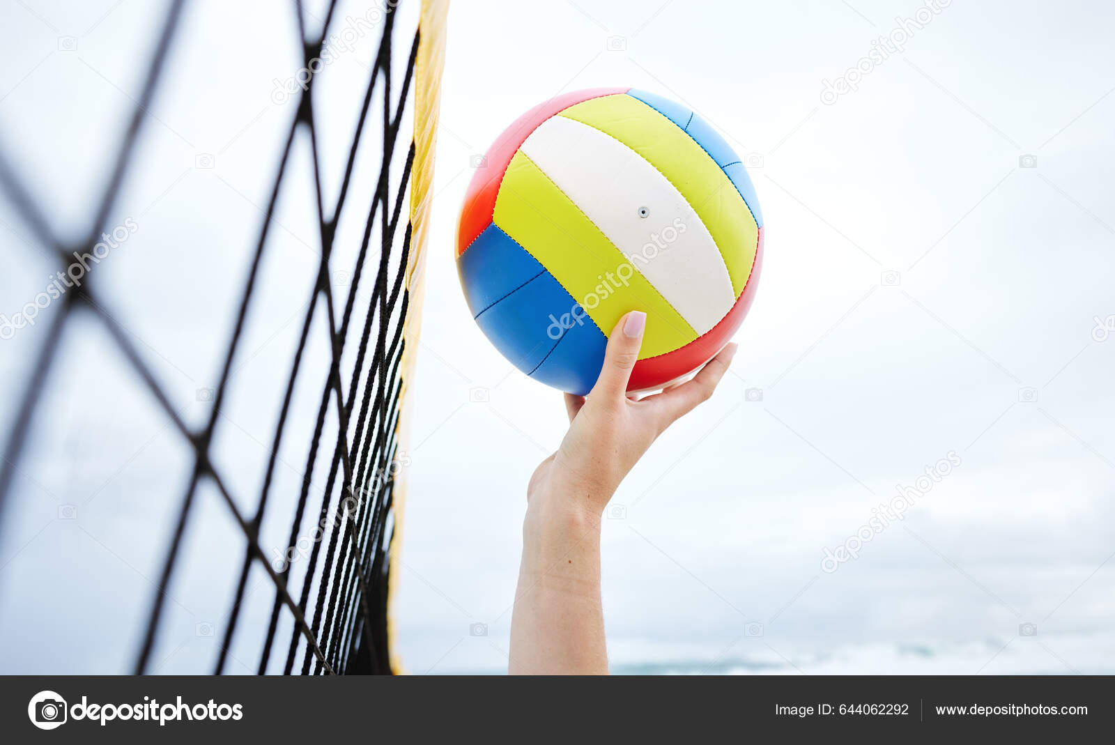 Hands Fitness Beach Net Volleyball Woman Scoring Goals Competition