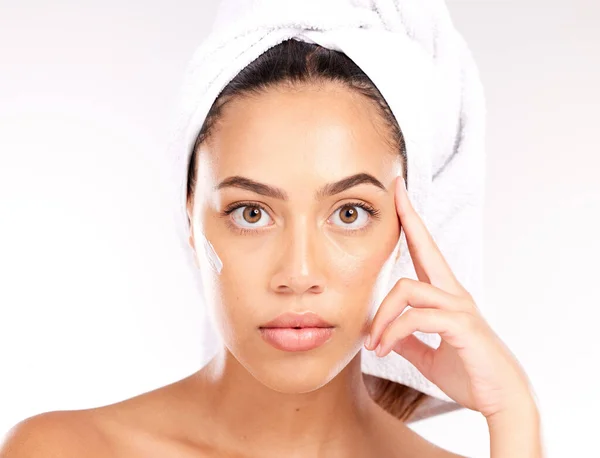 Schönheit Hautpflege Und Produkt Mit Frauenporträt Zur Gesichts Dusch Und — Stockfoto