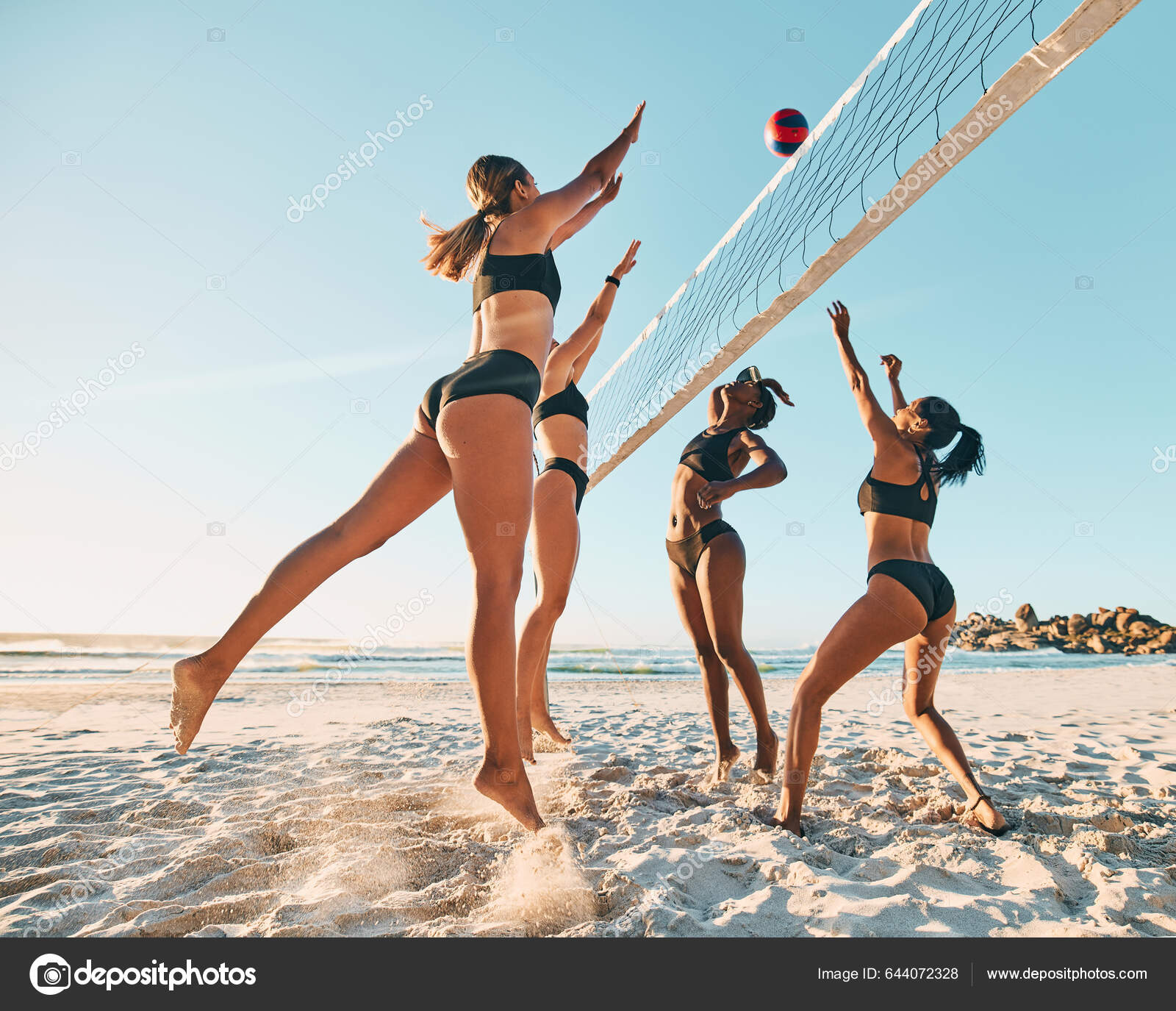 Beach Volleyball Friends Women Playing
