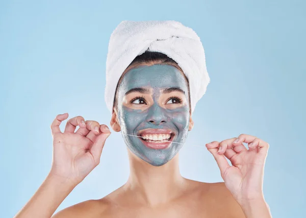 Topeng Skincare Perawatan Rambut Atau Benang Gigi Dalam Perawatan Kecantikan — Stok Foto