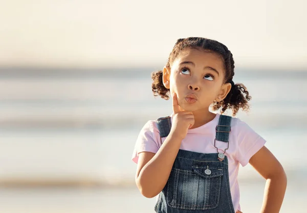 Planning Idee Denken Kind Het Strand Voor Zomervakantie Aan Het — Stockfoto