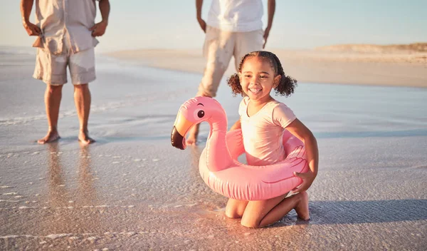 Пляж Фламінго Дитячий Портрет Сімейні Свята Мексиці Насолоджуються Літньою Перервою — стокове фото