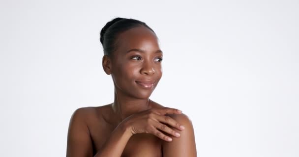 Skincare Donna Nera Touch Face Studio Bellezza Dermatologia Benessere Sfondo — Video Stock