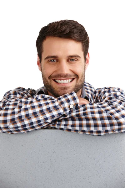 Thats Smile Copyspace Satisfaction Studio Portrait Handsome Young Man Leaning — Stock Photo, Image