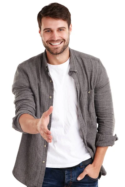 Ist Eine Freude Sie Kennenzulernen Studioporträt Eines Lächelnden Jungen Mannes — Stockfoto