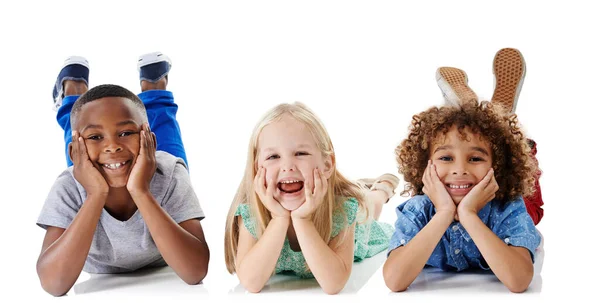 Crianças Têm Uma Maneira Adicionar Alegria Seu Dia Estúdio Tiro — Fotografia de Stock