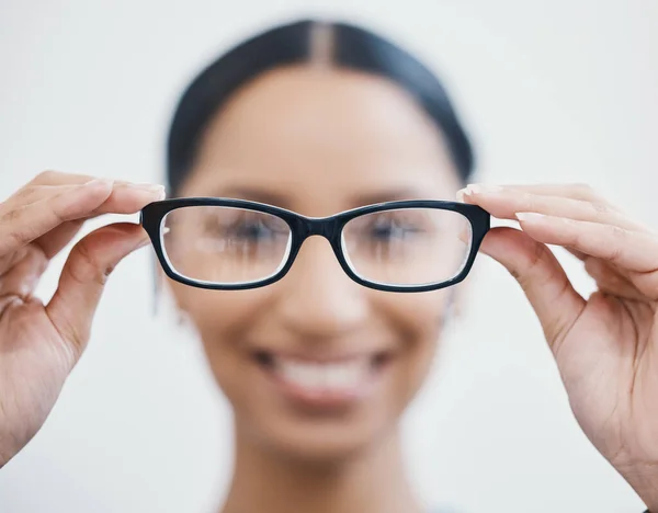 Assistenza Clienti Mani Occhiali Nella Cura Degli Occhi Benessere Sanitario — Foto Stock