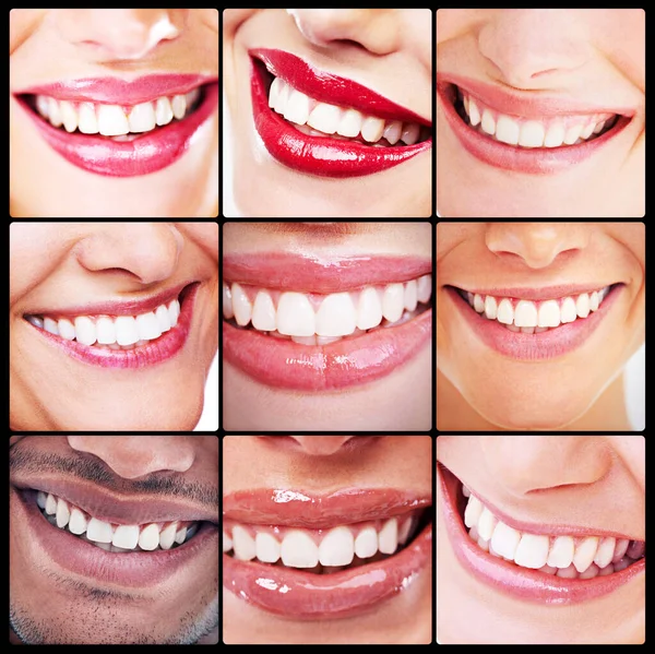 World Beautiful Teeth Composite Image Peoples Mouths — Stock Photo, Image