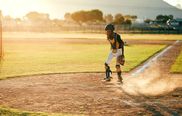 Знімок Бейсболіста Який Біжить Під Час Матчу — стокове фото