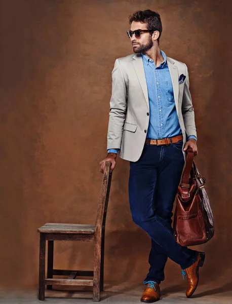 All Style Studio Shot Stylishly Dressed Young Man — Stock Photo, Image