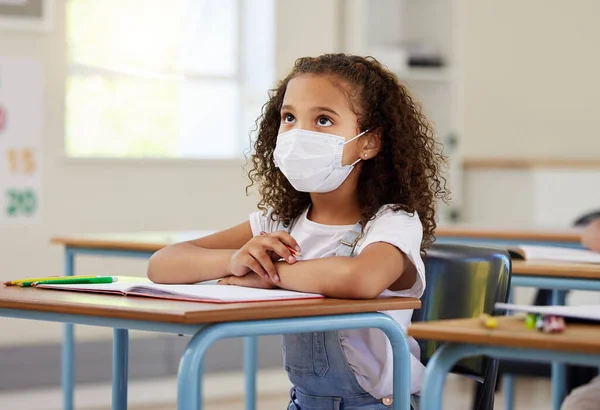 Child Student Class Covid Wearing Mask Hygiene Protection Corona Virus — Photo