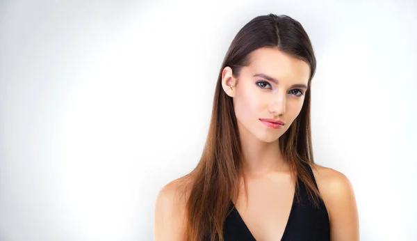 Vrouw Portret Model Met Make Cosmetica Natuurlijke Schoonheid Esthetiek Een — Stockfoto