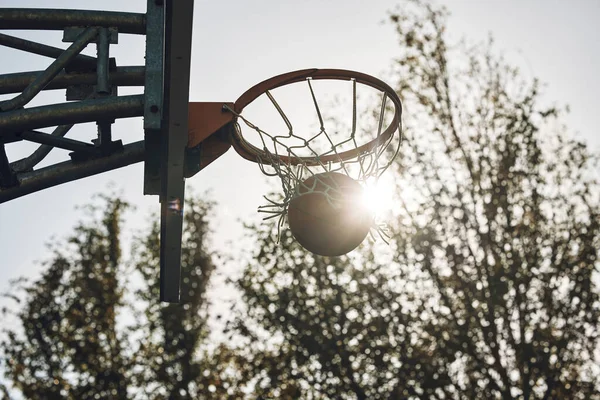Basketball Court Net Silhouette Sports Playing Game Competition Action Match — Stock Photo, Image