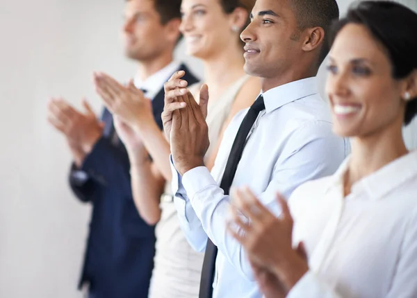 Deserves Applause Group Coworkers Clapping — Stock Photo, Image